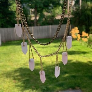 Pink Quartz Layered Chain Necklace